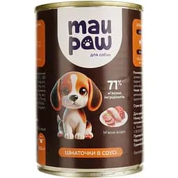 Набір вологого корму для дорослих собак MAU PAW шматочки в соусі 2.905 кг (6 шт. + 1 шт. подарунок х 415 г) - мініатюра 3