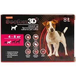 Протипаразитарні таблетки для собак Fipromax Secfour 3D, 4-8 кг 2 таблетки