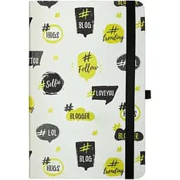 Книга записна Buromax Trendy в клітинку 207х136 мм на резинці біла 96 аркушів (BM.255111-12)