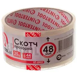 Скотч пакувальний односторонній Intertool 48 мм х 25 м х 52 мкм прозорий (в упаковці 6 шт.)