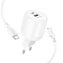 МЗП Borofone BA94A Lustrous PD30W+QC3.0 (1USB-A/1C) + кабель Type-C to Type-C White - мініатюра 3