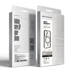 Чехол Samsung Galaxy S25 5G, Unit MagSafe, серый, прозрачный, магсейф, противоударный, магнитный, панель-накладка с поддержкой MagSafe, с поддержкой беспроводной зарядки, TPU+PC, защита всего корпуса, ударопрочный, ArmorStandart (ARM82262) - мініатюра 6