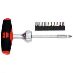 Отвертка Wurth Zebra с Т-образной ручкой, с трещоткой и набором бит 11 шт. (061363040)