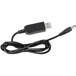 Кабель питания USB 5V - DC 12V (5.5x2.1 мм), черный, 1 м