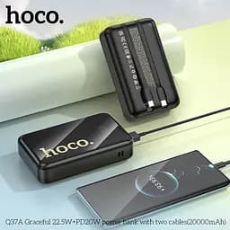Портативна батарея Powerbank Hoco Q37A Graceful 22.5W+PD20W with two cables 20000mAh Black - мініатюра 8