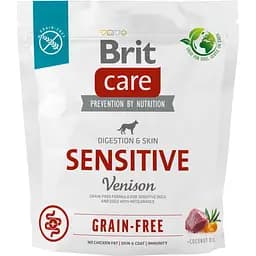 Сухой беззерновой корм для собак с чувствительным пищеварением Brit Care Dog Grain-free Sensitive, с олениной, 1 кг