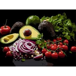 Картина по номерам Strateg Сочное авокадо на черном фоне 30х40 см (FH-42)
