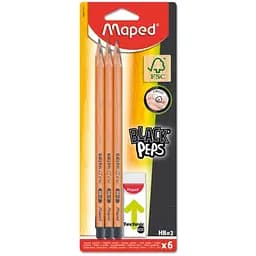 Олівці графітові Maped Black HB з гумкою 6 шт. (MP.850017FC)