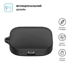 Силіконовий чохол для навушників Xiaomi Redmi Buds 5, Hang Case, чорний, ультратонкий захисний кейс товщиною 2 мм, захист від подряпин, пилу та ударів, компактний, з карабіном для кріплення, ArmorStandart (ARM79949) - мініатюра 2