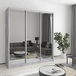 Шафа-купе тридверна MebelStar Стандарт AL 3 Дзеркала 190x45x210 см Бетон (MBS-3011)