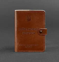 Кожаная обложка-портмоне для военного билета 15.0 светло-коричневая