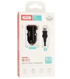 Автомобільний зарядний пристрій XO TZ12 18W QC3.0 Car Charger with Micro cable Чорний - мініатюра 2