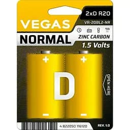 Первичный элемент питания Vegas Normal D zinc-carbon 2 шт. (VR-20BL2-NR)
