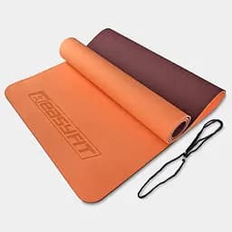 Коврик для йоги и фитнеса TPE+TC 6 мм двухслойный персиковый-коричневый EasyFit fit0025086