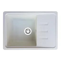 Гранитная врезная кухонная мойка WIZ № 10 прямоугольная 620х435 мм (Белая)