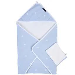 Полотенце с капюшоном и перчаткой Childhome 80x80 см flower blue (CCBCMBF)