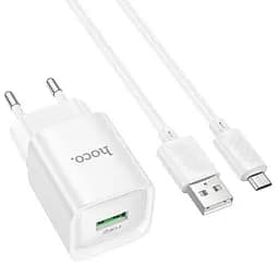 Сетевое зарядное устройство Hoco C145A Charm single port QC3.0 charger set(Micro)(EU) Белый