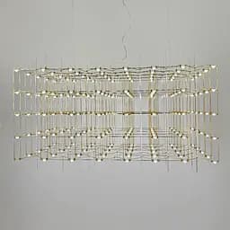 Кубічна люстра у формі паралелепіпеда 129х60х60 см | Line F | Арт. MJ201-1290*600*600 Titanium