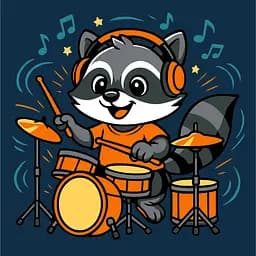 Картина по номерам для детей "Єнот з барабанами" Ideyka 25х25 см КНО1310