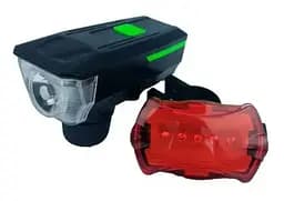 Вело фара з заднім ліхтарем мигалкою RB-B16 велосипедний ліхтар з кріпленням на батарейках