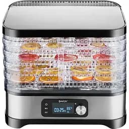 Дегідратор Maltec 109553 450 Вт 12 л 5 лотків таймер дисплей регулювання температури чорний INOX