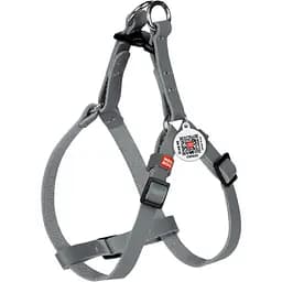 Шлея для собак мини-пород и котов Waudog Classic, кожаная, с QR паспортом, пластиковый фастекс, XS, 28-40х1 см, серая