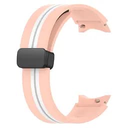 Ремінець для Samsung Galaxy Watch 5 40mm - рожево-білий ширина кріплення 20мм силікон Watchbands Cls-line-black (W35-9WB66352299) - мініатюра 4