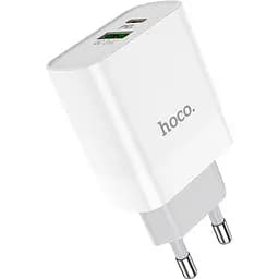 Мережевий зарядний пристрій Hoco C80A Plus USB-A/USB-C 20W White (779885) [124885] - мініатюра 3