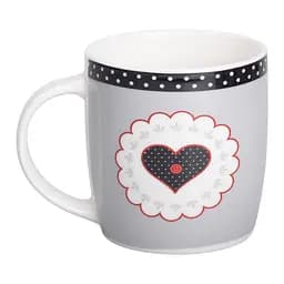 Чашка порцелянова I love you 400 мл, сірий з чорим Liling Rongxiang Ceramic RX-N240147G
