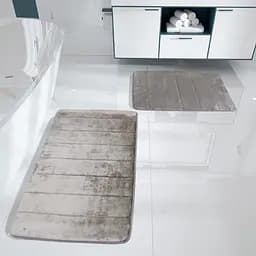 Набір 2 килимки для ванної Aquarius з ефектом пам'яті 50х80 см, 40х60 см Сірий у смужку