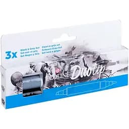 Набор двусторонних акварельных маркеров Royal Talens ECOLINE DUO TIP Black&Grey 3 шт