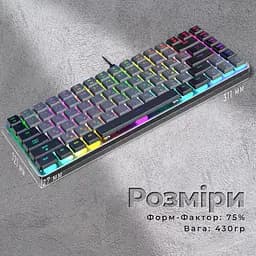 Клавіатура GamePro Red Swich Low Profile RGB USB Dark Gray дротова (MK141R) - мініатюра 13