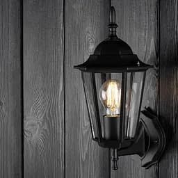 Настінний ретро-ліхтар Lumiled Bellis, чорний мат, вверх - мініатюра 6