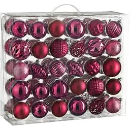 Ялинкові кулі та прикраси House of Seasons пластикові 6/7 см 60 шт. фуксія (8720967923786)