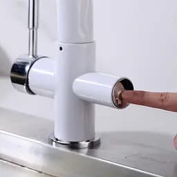 Змішувач для кухні на дві води Gappo G4398-9 з гнучким виливом, білий/чорний, Чорний матовий - мініатюра 3