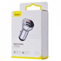 АЗП Baseus Digital Display Dual USB 4.8A Car Charger 24W Grey ( М'ята упаковка ) - мініатюра 3