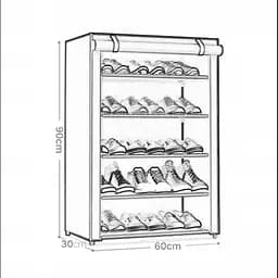 Стелаж тканинний для взуття 5 полиць сірий Combination Shoe Frame 60X30X90 - мініатюра 4