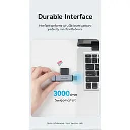 Зчитувач флеш-карт Vention USB 3.0 AM/USB-C to SD+TF Gray Dual Drive Letter Aluminum Alloy (CLLH0) - мініатюра 7