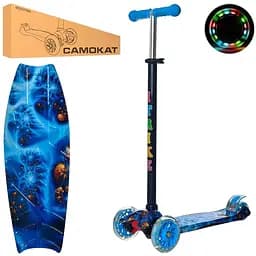 Самокат детский iTrike с подсветкой 40х13х79-88 см Синий 000222697