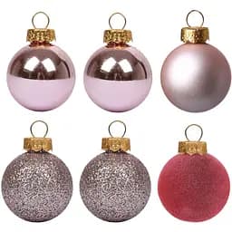 Набір новорічних куль Yes! Fun пластик 8 см 6 шт. пудрово-рожевий (975126)