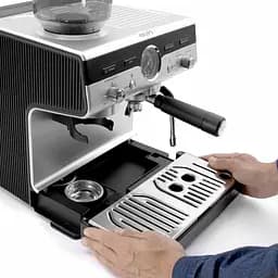 Krups Кофеварка ріжкова Precision+, 3.5л, вдубована кофемолка, ручний капучинатор, 15 бар, чорний-сірий - мініатюра 7