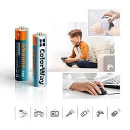 Батарейка ColorWay AAA LR6 Alkaline Power лужні х 40 colour box (CW-BALR03-40CB) - мініатюра 3