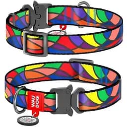 Нашийник для собак Waudog Nylon нейлоновий c QR паспортом, малюнок Вітраж, металева пряжка-фастекс, XL, Ш 25 мм, Дов 35-58 см