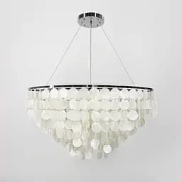Круглая серебряная люстра ATHELIA с перламутровыми пластинами Ø 80 см | Ст. 1537-800 CH | Line F