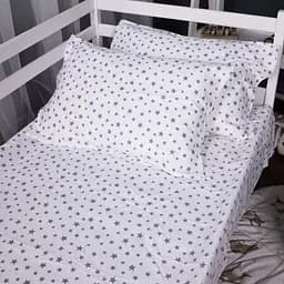 Комплект постільної білизни MirSon Фланель 016 White Stars білий з сірим євро (2200009652141) - мініатюра 3
