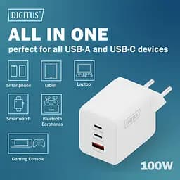 Зарядний пристрій 2xUSB-C, 1xUSB-A DIGITUS GaN 100 W - мініатюра 5