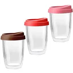 Чашка DOBLO з подвійною стінкою та силіконовою кришкою 350 мл Take away