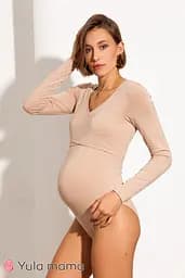 Cтильне боді для вагітних і годуючих мам Fleur S Юла Мама Бежевий NR-31.043
