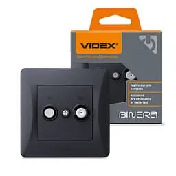 Розетка Videx Binera TV+SAT кінцева чорний графіт (VF-BNSK2TVSATE-BG)