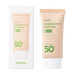 Сонцезахисний крем з тонувальним ефектом обличчя Foundation Free Sun Cream SPF/PA++++ 50+ Manyo 50 мл - мініатюра 2